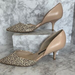 French Connection Leopard and Tan Heels Women’s 39 1/2 kitty heel